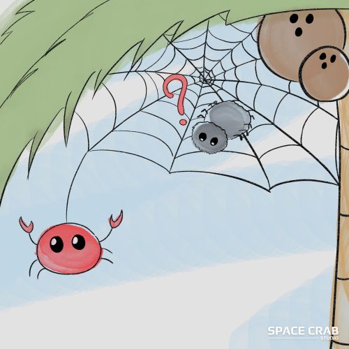 illustration crabe qui tisse une toile d'araignée